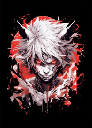 Anime Wolf Character Art Print - Premium Wooden Framed Poster. Ready to Hang.