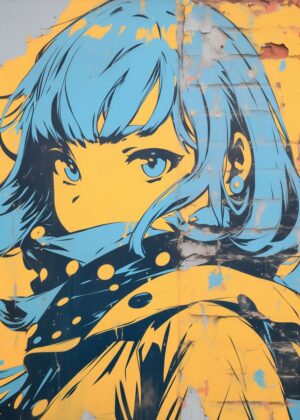 Anime Girl Graffiti Art Print - Premium Wooden Framed Poster. Ready to Hang.