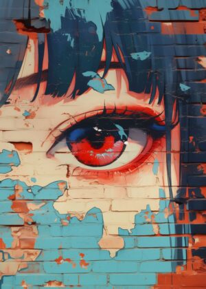 Anime Eye Graffiti Art Print - Premium Wooden Framed Poster. Ready to Hang.