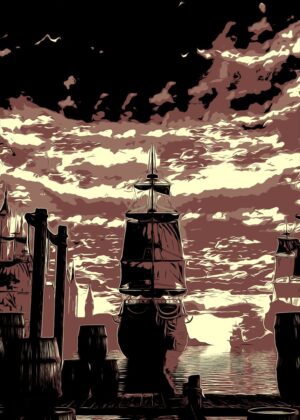 Sunset Sail: A Nautical Masterpiece - Premium Wooden Framed Poster. Ready to Hang.