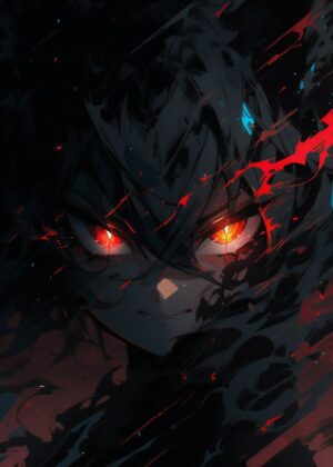 Fiery Gaze: Anime Art Print - Premium Wooden Framed Poster. Ready to Hang.