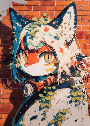 Anime Girl Graffiti Art Print - Premium Wooden Framed Poster. Ready to Hang.