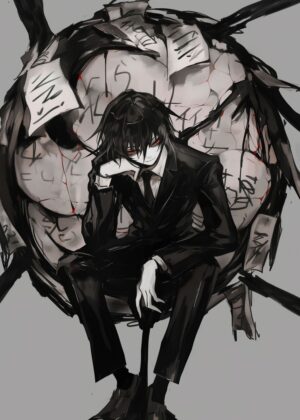Dark Anime Character Art Print - Premium Wooden Framed Poster. Ready to Hang.