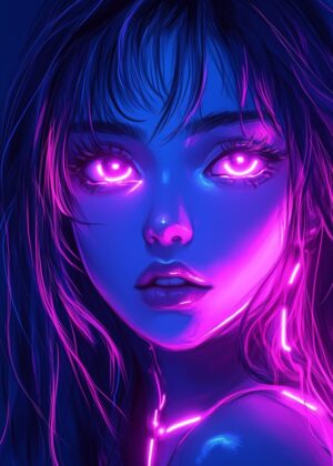 Radiant Pulse: Neon Dreamscape Art Print - Premium Wooden Framed Poster. Ready to Hang.