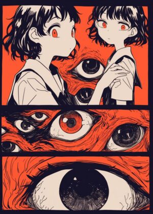 Eyes of Horror: A Disturbingly Beautiful Artwork - Premium Wooden Framed Poster. Ready to Hang.