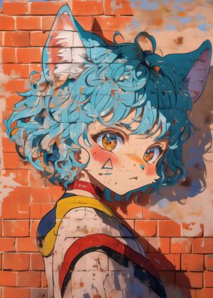 Anime Girl Graffiti Art Print - Premium Wooden Framed Poster. Ready to Hang.