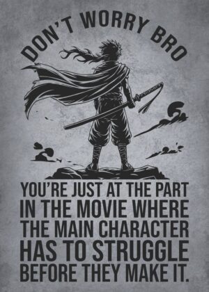 Anime Samurai Warrior: Inspirational Art Print - Premium Wooden Framed Poster. Ready to Hang.