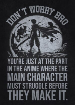 Anime Struggle Before Success Motivational Art - Premium Wooden Framed Poster. Ready to Hang.