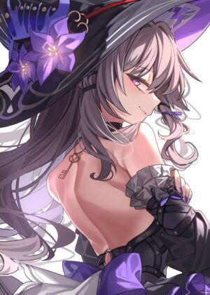 Purple-Haired Witch: Anime Art Print - Premium Wooden Framed Poster. Ready to Hang.