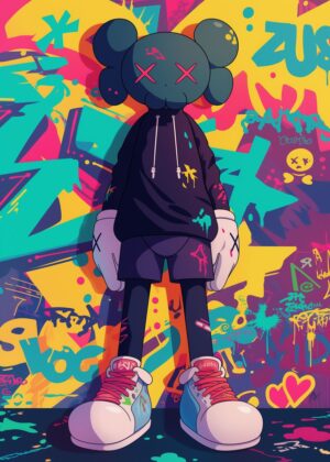 Kaws Graffiti Street Art Print - Premium Wooden Framed Poster. Ready to Hang.