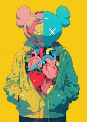Anatomical Kaws Abstract Figure Art Print - Premium Wooden Framed Poster. Ready to Hang.