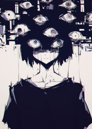 Overwhelmed Anime Character Art Print - Premium Wooden Framed Poster. Ready to Hang.