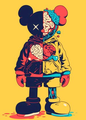 Anatomical Cartoon Character Art Print - Premium Wooden Framed Poster. Ready to Hang.
