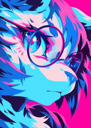 Cyberpunk Anime Furry Art Print - Premium Wooden Framed Poster. Ready to Hang.