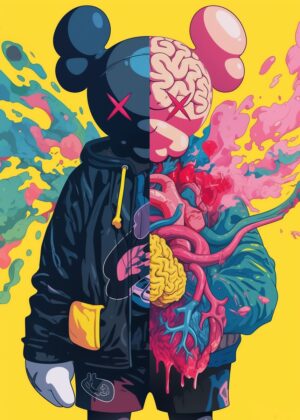Bear Anatomy: A Vivid Exploration of Internal Worlds - Premium Wooden Framed Poster. Ready to Hang.