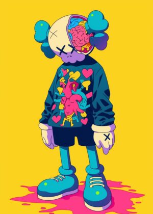 Vibrant Anatomy: A Colorful Cartoon Character Illustration - Premium Wooden Framed Poster. Ready to Hang.