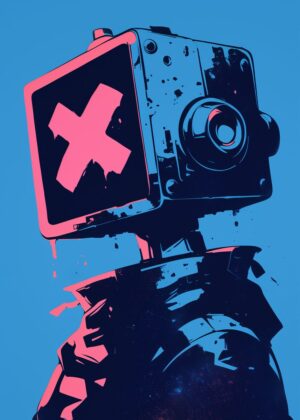 Cyberpunk Robot Art Print - Premium Wooden Framed Poster. Ready to Hang.