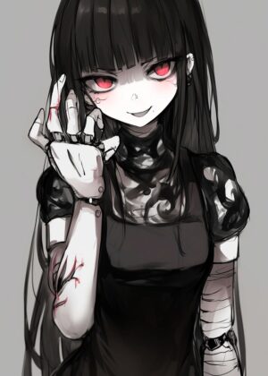 Cyberpunk Anime Girl Art Print - Premium Wooden Framed Poster. Ready to Hang.