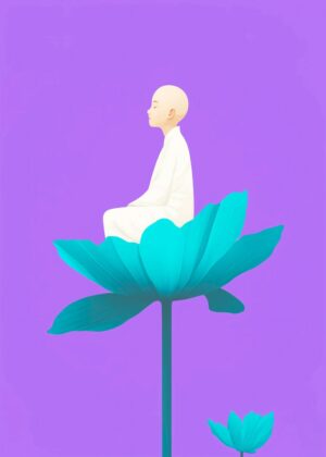 Serenity Bloom: Meditative Art Print - Premium Wooden Framed Poster. Ready to Hang.