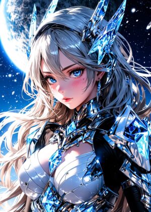 Moon Crystal Warrior Anime Art Print - Premium Wooden Framed Poster. Ready to Hang.