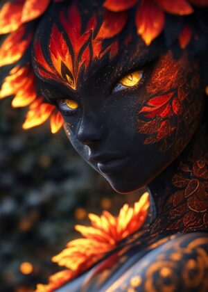 Fiery Spirit: A Digital Art Print - Premium Wooden Framed Poster. Ready to Hang.