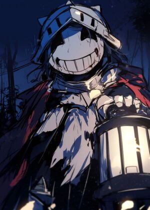 Smiling Knight in the Dark - Premium Wooden Framed Poster. Ready to Hang.