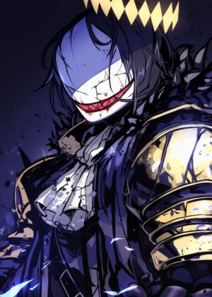 Creepy Anime King: Dark Fantasy Art Print - Premium Wooden Framed Poster. Ready to Hang.