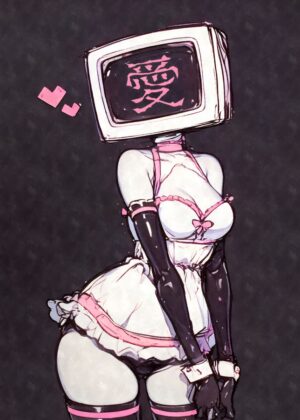 Sexy TV Head Love Kanji Art Print - Premium Wooden Framed Poster. Ready to Hang.