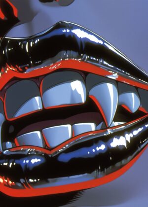 Vampiric Kiss - A Bold Statement in Art - Premium Wooden Framed Poster. Ready to Hang.