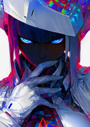 Cyberpunk Noblesse: Digital Art Print - Premium Wooden Framed Poster. Ready to Hang.