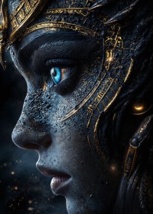 Mystical Woman Portrait: A Digital Art Print - Premium Wooden Framed Poster. Ready to Hang.