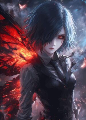 Ken Kaneki Tokyo Ghoul: Fierce Determination Artwork - Premium Wooden Framed Poster. Ready to Hang.