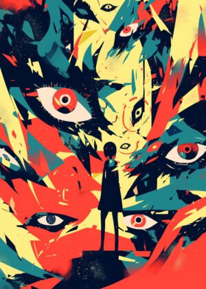 Eyes of the City: Urban Dreamscape Artwork - Premium Wooden Framed Poster. Ready to Hang.