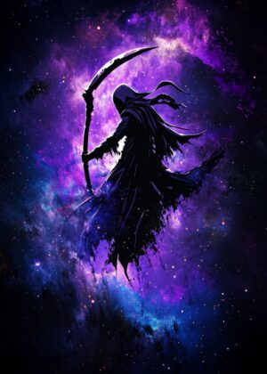 Cosmic Reaper: A Galaxy of Shadows - Premium Wooden Framed Poster. Ready to Hang.