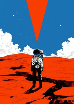 Solitary Mars: An Astronaut's Journey - Premium Wooden Framed Poster. Ready to Hang.