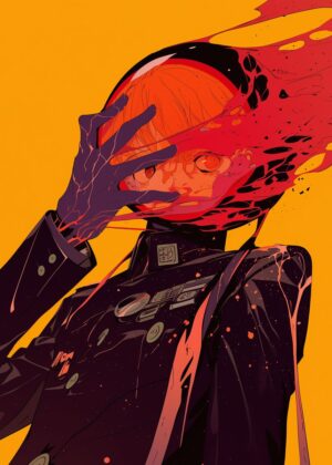 Anime Blood Splatter Art Print - Premium Wooden Framed Poster. Ready to Hang.