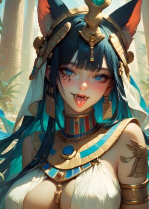 Cleopatra Anime Girl Art Print - Premium Wooden Framed Poster. Ready to Hang.