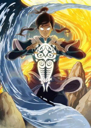 Avatar Korra in the Avatar State: Powerful Artwork Print - Premium Wooden Framed Poster. Ready to Hang.