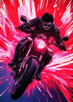 Dynamic Moto Racing: High-Octane Artwork - Premium Wooden Framed Poster. Ready to Hang.