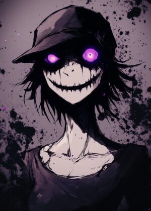 Creepy Anime Girl Art Print - Premium Wooden Framed Poster. Ready to Hang.