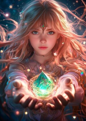 Enchanted Fantasy Girl: A Digital Painting - Premium Wooden Framed Poster. Ready to Hang.
