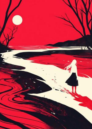 Silhouette Girl by Red River: A Captivating Artwork - Premium Wooden Framed Poster. Ready to Hang.