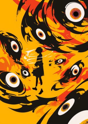 Eyes of Surveillance: Abstract Art Print - Premium Wooden Framed Poster. Ready to Hang.