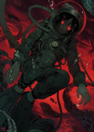 Deep Sea Diver: A Descent into the Abyss - Premium Wooden Framed Poster. Ready to Hang.