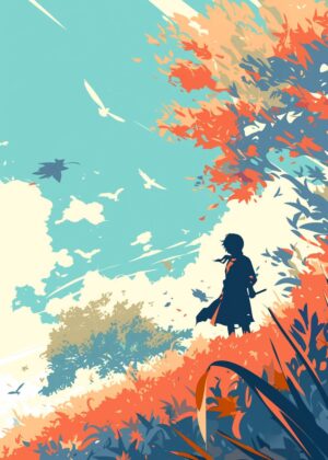 Autumn Silhouette: A Peaceful Landscape - Premium Wooden Framed Poster. Ready to Hang.