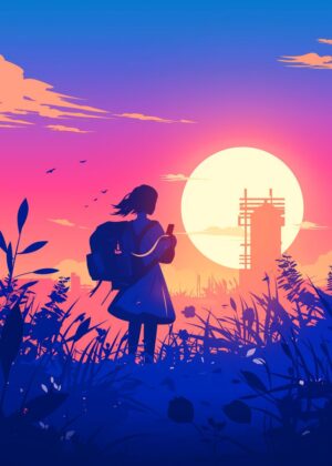 Silhouette Sunset: A Journey's End - Premium Wooden Framed Poster. Ready to Hang.