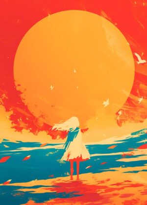Silhouette at Sunset: A Captivating Artwork - Premium Wooden Framed Poster. Ready to Hang.