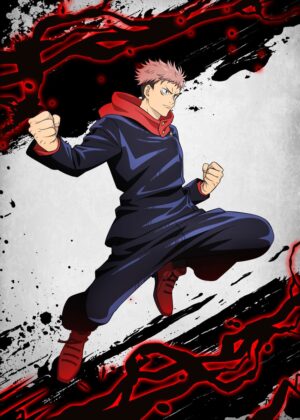 Itadori Yuji Dynamic Anime Artwork Print - Premium Wooden Framed Poster. Ready to Hang.