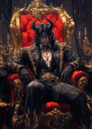 Throne of the Demon Lord: Dark Fantasy Art Print - Premium Wooden Framed Poster. Ready to Hang.