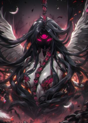 Dark Angel Wings: Gothic Fantasy Art Print - Premium Wooden Framed Poster. Ready to Hang.
